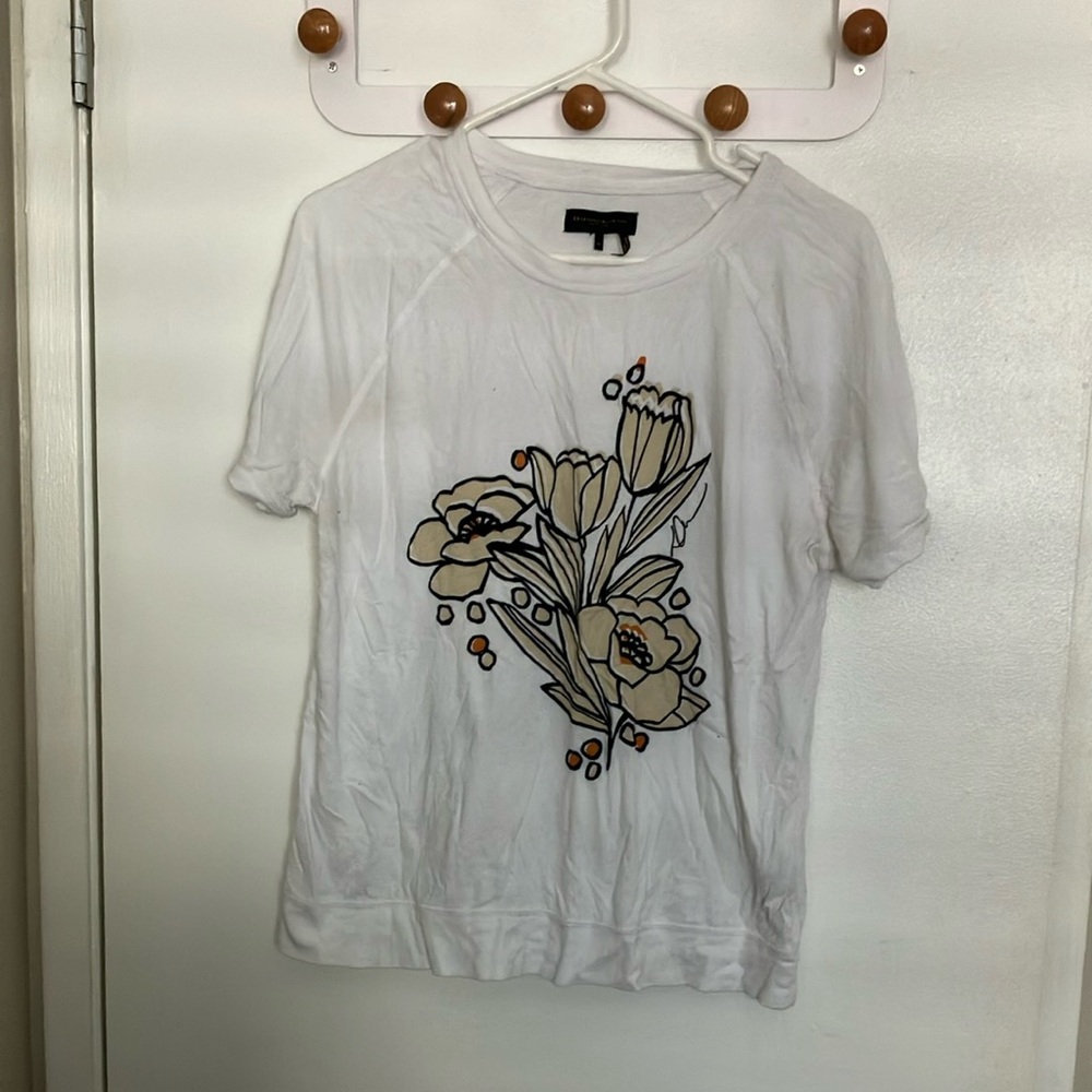 New without Tags Donna Karan Cream Polo Short Sleeve Tee Size M